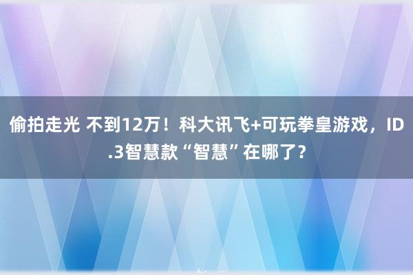 偷拍走光 不到12万！科大讯飞+可玩拳皇游戏，ID.3智慧款“智慧”在哪了？