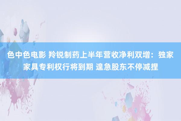 色中色电影 羚锐制药上半年营收净利双增：独家家具专利权行将到期 遑急股东不停减捏