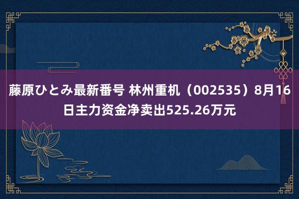 藤原ひとみ最新番号 林州重机（002535）8月16日主力资金净卖出525.26万元