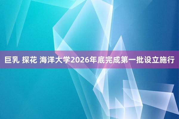 巨乳 探花 海洋大学2026年底完成第一批设立施行