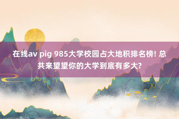 在线av pig 985大学校园占大地积排名榜! 总共来望望你的大学到底有多大?