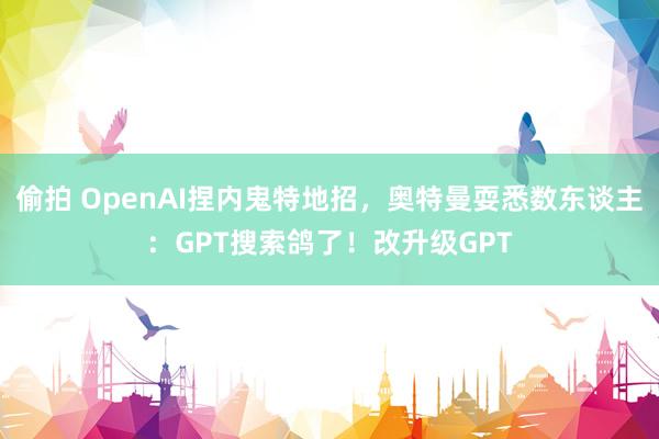 偷拍 OpenAI捏内鬼特地招，奥特曼耍悉数东谈主：GPT搜索鸽了！改升级GPT