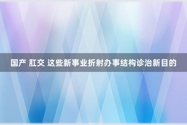 国产 肛交 这些新事业折射办事结构诊治新目的